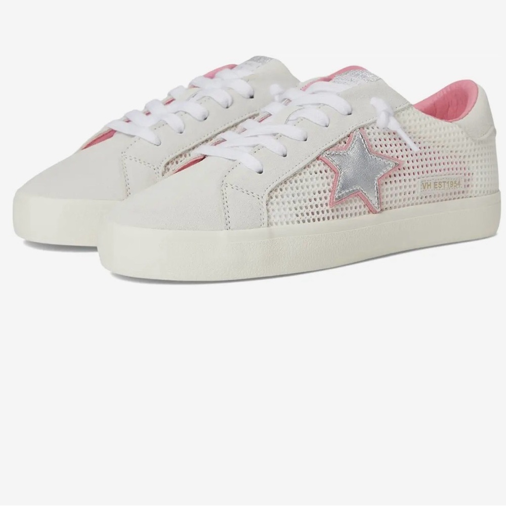 VINTAGE HAVANA Free - Star Perforated Lace Up Sneakers - Silver, Grey, Pink - Picture 1 of 15